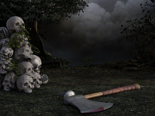 Free download skull axe ax tree scary horror free picture to be edited with GIMP free online image editor