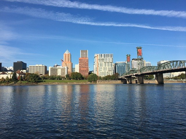 Free download Skyline Riverfront Bridge -  free photo or picture to be edited with GIMP online image editor