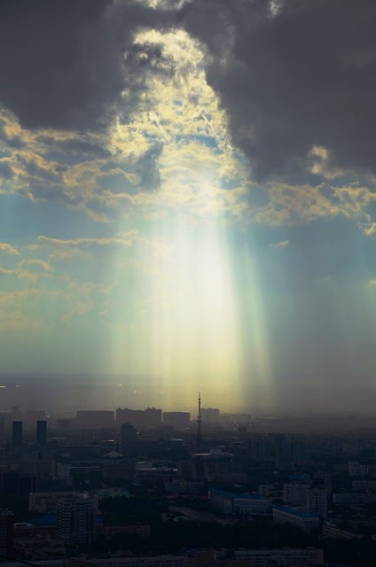 Free download sky sunrays clouds light city free picture to be edited with GIMP free online image editor