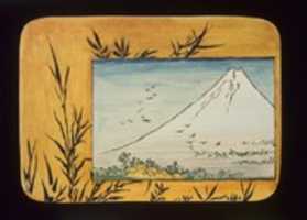 Free download Small Card Decorated with Mount Fuji (recto) and Paint Bowl and Brush (verso) free photo or picture to be edited with GIMP online image editor