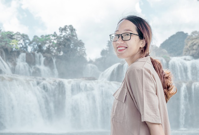 Free download smile girl waterfall nature free picture to be edited with GIMP free online image editor