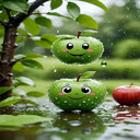 Smiley face green apple wallpaper  screen for extension Chrome web store in OffiDocs Chromium