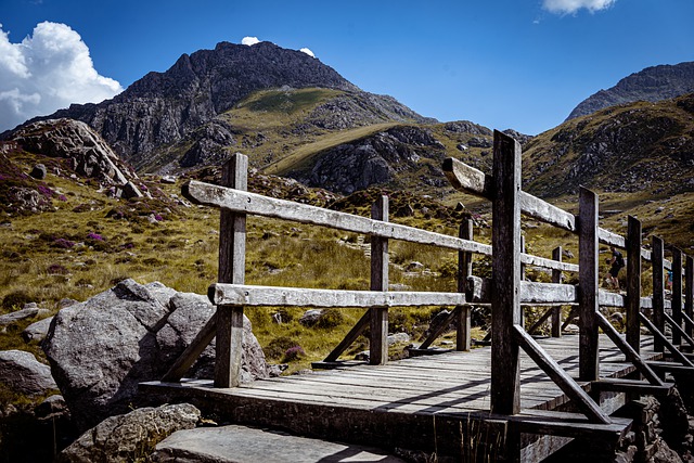 Muat turun percuma gambar percuma jambatan kayu snowdon mountains untuk diedit dengan editor imej dalam talian percuma GIMP