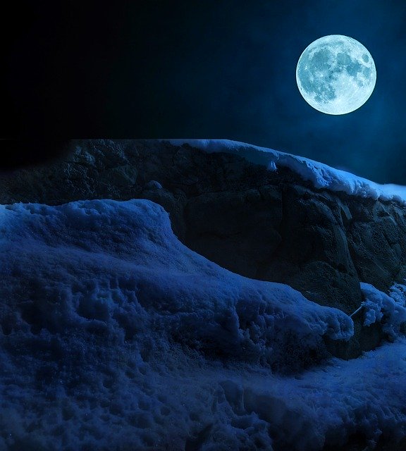 Free download Snow Fullmoon Night free photo template to be edited with GIMP online image editor