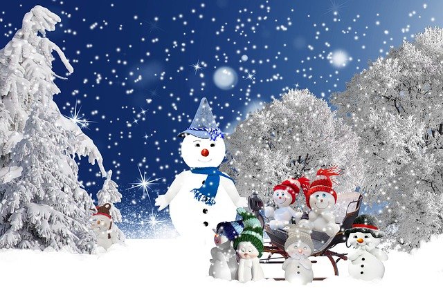 Free download snowman family winter snow frost free picture to be edited with GIMP free online image editor