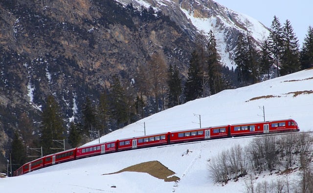 Free download snow mountains winter train free picture to be edited with GIMP free online image editor
