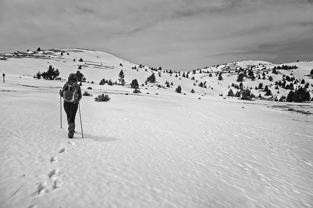 Scarica gratuitamente Snow Skimo Black And White: foto o immagine gratuita da modificare con l'editor di immagini online GIMP