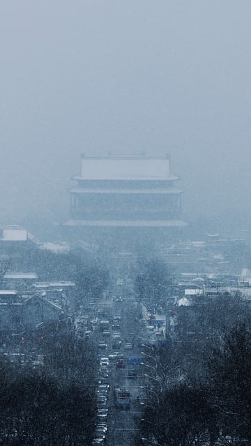 Scarica gratuitamente l'immagine gratuita di neve che nevica nel parco invernale di Jingshan da modificare con l'editor di immagini online gratuito GIMP