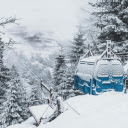 snowstorm enveloping a cable car descending a mountain  screen for extension Chrome web store in OffiDocs Chromium