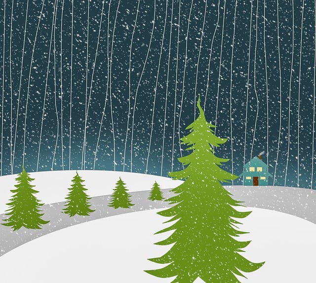 Free download snow winter trees house pine trees free picture to be edited with GIMP free online image editor