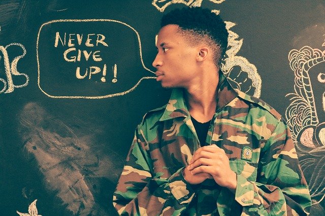 Free picture Soldier Never Give Up Chalk Board -  to be edited by GIMP free image editor by OffiDocs
