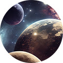 Spaceship orbits in a dark orbit with a glowing galaxy  screen for extension Chrome web store in OffiDocs Chromium