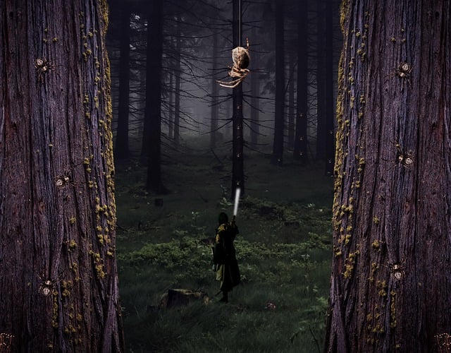 Free download spiders forest trees girl free picture to be edited with GIMP free online image editor