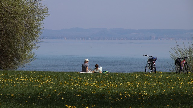 Bezpłatne pobieranie wiosennego pikniku nad jeziorem darmowe zdjęcie do edycji za pomocą bezpłatnego internetowego edytora obrazów GIMP