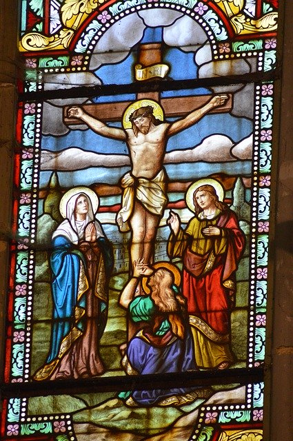 Free download Stained Glass Colorful Crucifixion -  free photo or picture to be edited with GIMP online image editor