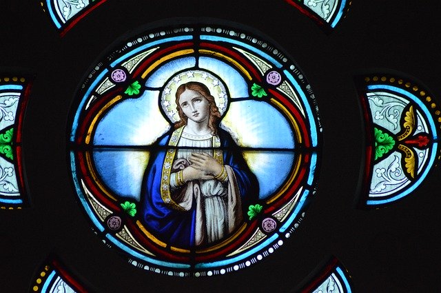 Free download Stained Glass Colorful Mary -  free photo or picture to be edited with GIMP online image editor
