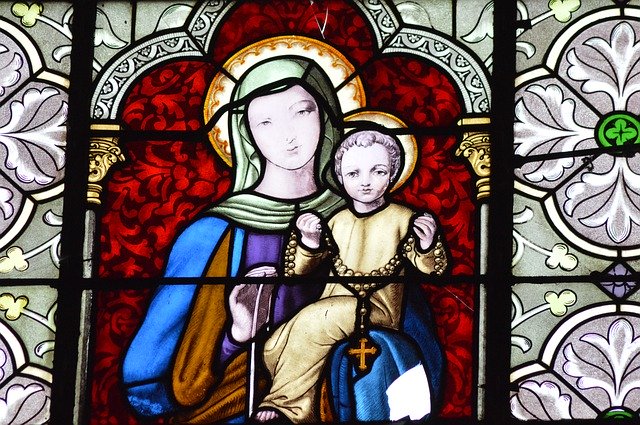 دانلود رایگان Stained Glass Mary Jesus - عکس یا تصویر رایگان قابل ویرایش با ویرایشگر تصویر آنلاین GIMP