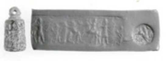 Free download Stamp-cylinder seal: hunters and a lion free photo or picture to be edited with GIMP online image editor