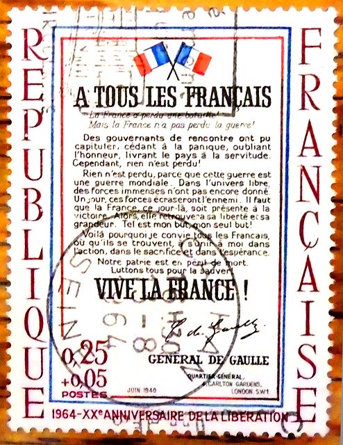 Free download Stamp France 1964 Vive La -  free illustration to be edited with GIMP free online image editor