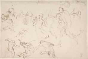 Free download Standing and Kneeling Figures, and Studies of Flying Putti free photo or picture to be edited with GIMP online image editor