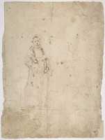 Free download Standing Figure of Saint Stephen and the Head of Another Figure Within the Framing Outlines of a Rectangle, Crude Sketch of the Head of Another Figure, Undecipherable Sketch of a Polygonal or Circular Object with Small Projections free photo or picture to be edited with GIMP online image editor