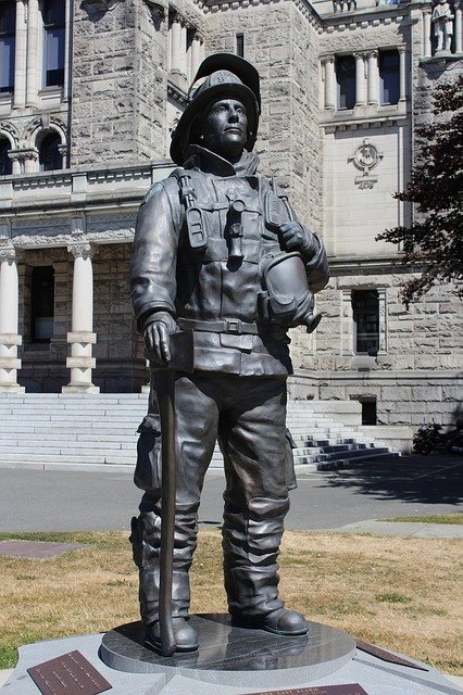 Free download Statue Bronze Fireman British -  free photo or picture to be edited with GIMP online image editor