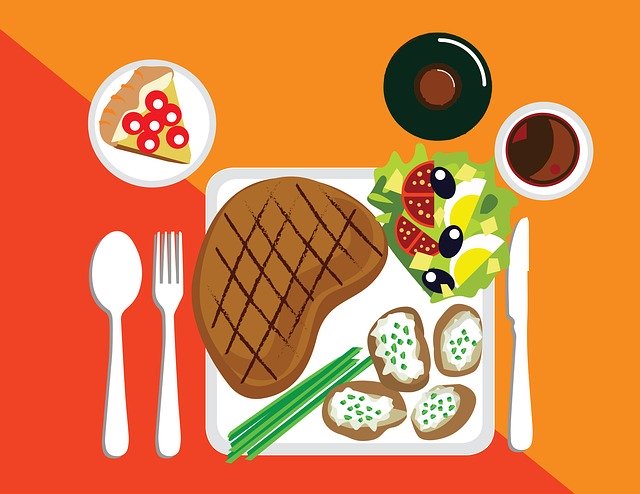 Free download Steak Potato Salad Dinner -  free illustration to be edited with GIMP free online image editor