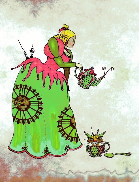 Free download Steampunk Card Art Tea -  free illustration to be edited with GIMP free online image editor