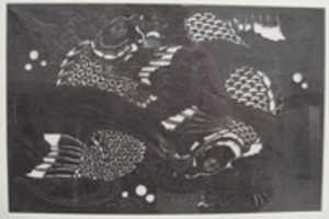 Free download Stencil with Two Carp in Water free photo or picture to be edited with GIMP online image editor