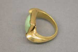 Free download Stirrup-shaped Ring with Green Stone in Square Mount free photo or picture to be edited with GIMP online image editor
