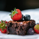 Strawberry on Chocolate Cake on White Ceramic Plate  screen for extension Chrome web store in OffiDocs Chromium