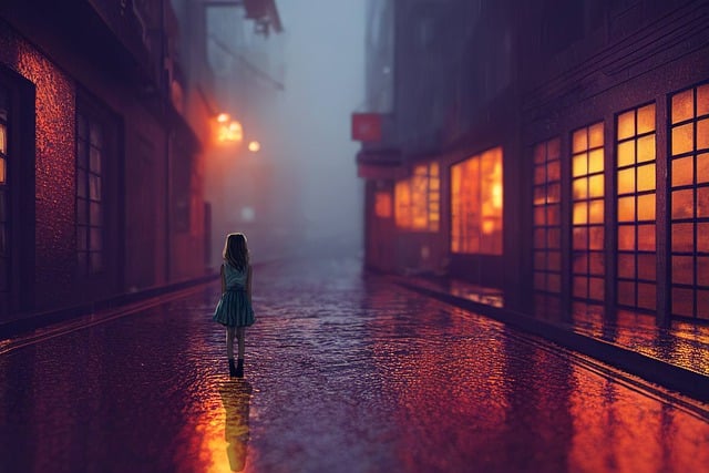 Free download street girl alone lights eve free picture to be edited with GIMP free online image editor