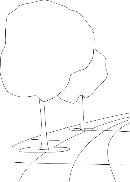 Free download Street Pavement Trees - Free vector graphic on Pixabay free illustration to be edited with GIMP free online image editor