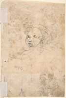 Free download Studies after Antique Frieze Figures, Including Putti with Garlands, with a Chimera and Dolphins (recto); Sketch of a Head (verso) free photo or picture to be edited with GIMP online image editor