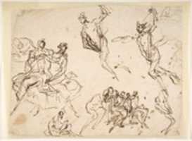 Free download Studies of a Group of Seated Figures and of a Flying Figure free photo or picture to be edited with GIMP online image editor