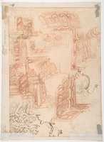 Free download Studies of Architectural Moldings, of the Virgin and Child with a Kneeling Saint, and of Two Angels Supporting Frames (recto); Studies for Architectural Mouldings (verso) free photo or picture to be edited with GIMP online image editor