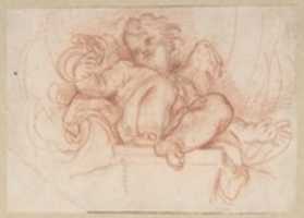 Free download Study of a Putto Seated on a Corbel in a Shell Niche free photo or picture to be edited with GIMP online image editor