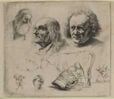Free download Study of Six Heads and a Milkmaid free photo or picture to be edited with GIMP online image editor