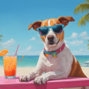 Stylish dog by the sea  screen for extension Chrome web store in OffiDocs Chromium