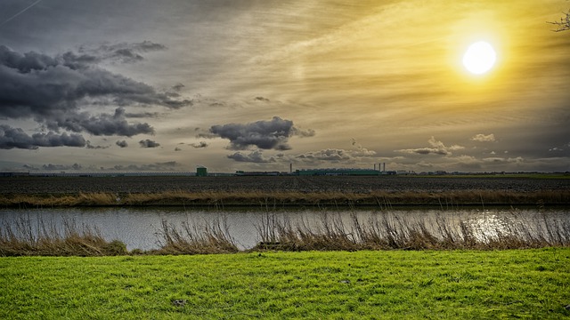 Free download sun clouds landscape water layers free picture to be edited with GIMP free online image editor