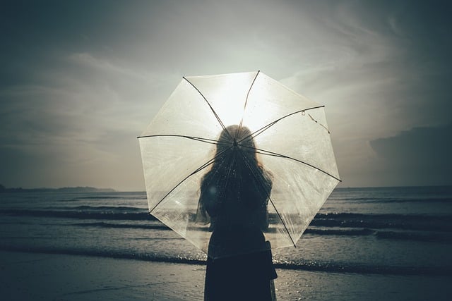 Free download sunrise beach umbrella sea dawn free picture to be edited with GIMP free online image editor