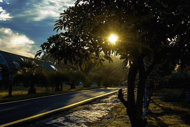 Unduh gratis Sunrise Roads Green - foto atau gambar gratis untuk diedit dengan editor gambar online GIMP