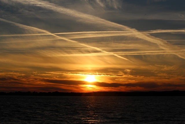 Free download sunset clouds chemtrails contrails free picture to be edited with GIMP free online image editor