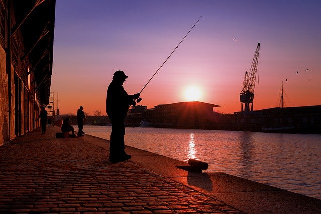 Free download sunset fishing man hobby activity free picture to be edited with GIMP free online image editor