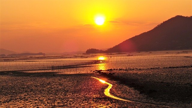 Free download Sunset Glow Suncheon Bay Waon -  free photo or picture to be edited with GIMP online image editor