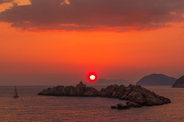 Free download Sunset Island Dubrovnik -  free photo or picture to be edited with GIMP online image editor