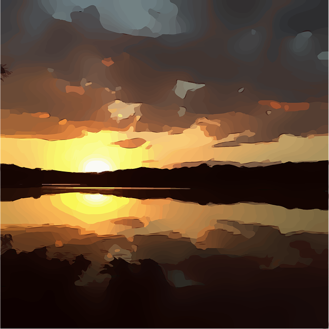 Free download Sunset Lake Reflection - Free vector graphic on Pixabay free illustration to be edited with GIMP free online image editor