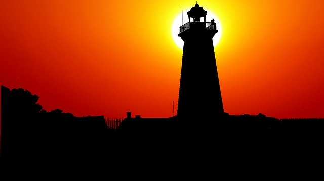 הורדה חינם של Sunset Lighthouse Landscape - תמונה או תמונה בחינם לעריכה עם עורך התמונות המקוון GIMP
