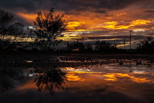 Free download sunset mirror clouds nature water free picture to be edited with GIMP free online image editor