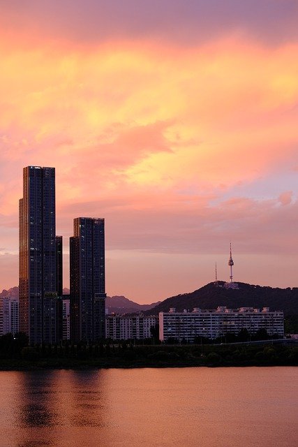 Free download sunset namsan seoul han river free picture to be edited with GIMP free online image editor